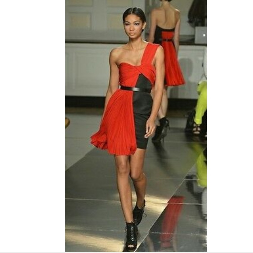 Jason Wu runway red/black one shoulder dress 4